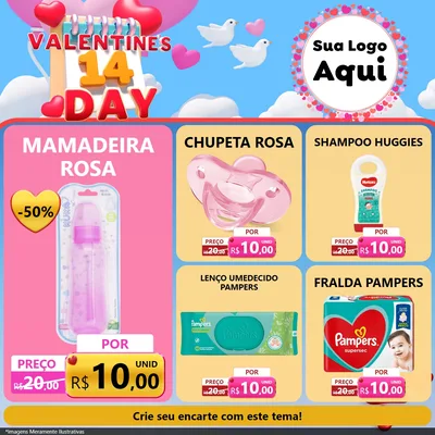 Modelo de Rede Social para Feed Facebook com o tema Valentine's Day para Bebês