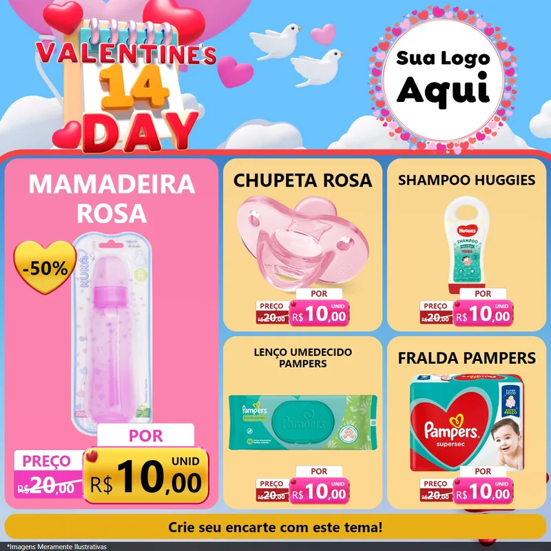 Modelo de Rede Social para Feed Facebook com o tema Valentine's Day para Bebês