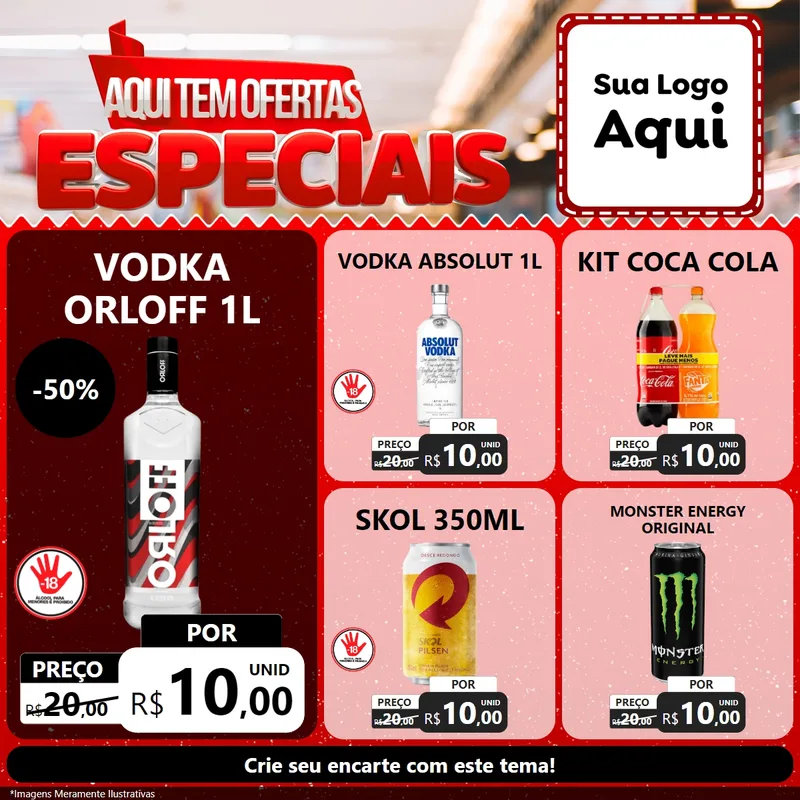 Modelo de Rede Social para Feed Facebook com o tema Aqui Tem Ofertas Especiais para Distribuidora de bebidas