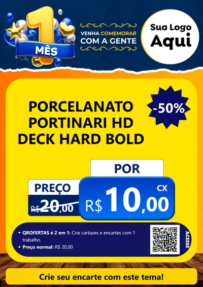 Modelo de Cartaz para Cartaz A4 Vertical com o tema Um Mês de Aniversário para Pisos e revestimentos