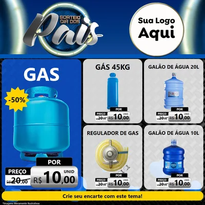Modelo de Rede Social para Feed Facebook com o tema Sorteio Dia Dos Pais para Água e gás