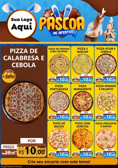 Modelo de Encarte para Encarte A4 Vertical com o tema Páscoa de Ofertas para Pizzaria