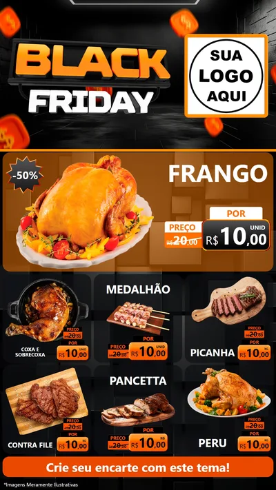 Modelo de Rede Social para Stories com o tema Black Friday para Assados