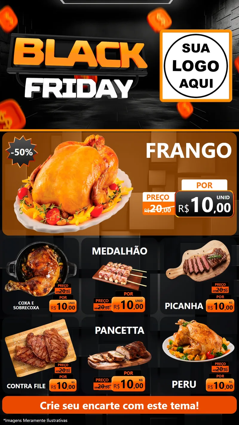 Modelo de Rede Social para Stories com o tema Black Friday para Assados