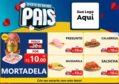 Modelo de Encarte para Encarte A4 Horizontal com o tema Oferta Do Dia Dos Pais para Frios e Laticínios