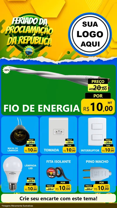 Modelo de Rede Social para Stories com o tema Feriado da Proclamação da República para Materiais Elétricos