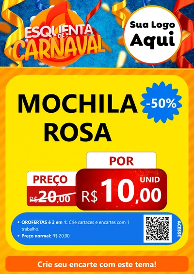 Modelo de Cartaz para Cartaz A4 Vertical com o tema Esquenta de Carnaval para Papelaria
