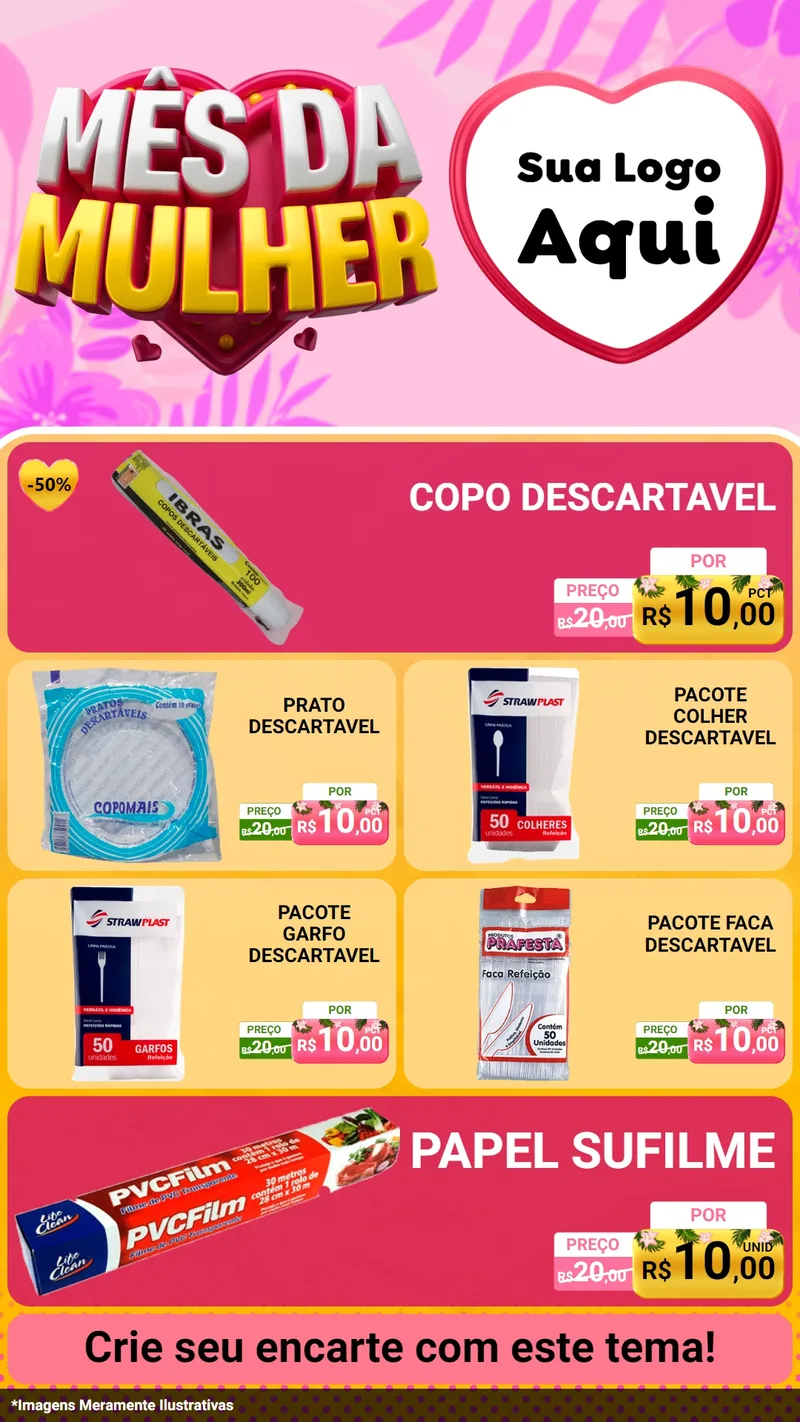 Modelo de TV para TV Vertical com o tema Mês da Mulher para Embalagens