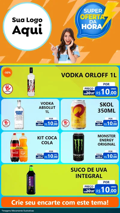 Modelo de TV para TV Vertical com o tema Super Oferta da Hora para Distribuidora de bebidas