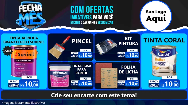 Modelo de TV para TV Horizontal com o tema Fecha Mês para Tintas e Ferramentas