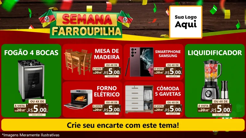 Modelo de TV para TV Horizontal com o tema Semana Farroupilha para Móveis e Eletro
