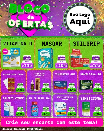 Modelo de Rede Social para Feed Instagram com o tema Bloco de Ofertas para Farmácia