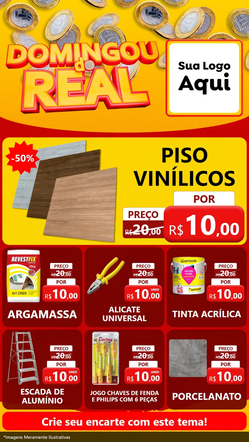 Modelo de Rede Social para Stories com o tema Domingou do Real para Material para Construção