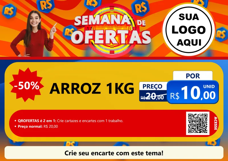 Modelo de Cartaz para Cartaz A4 Horizontal com o tema Semana de Ofertas para Supermercado