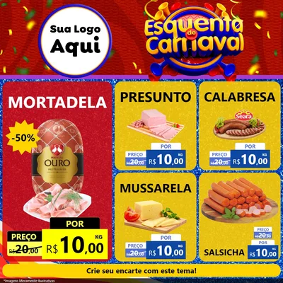 Modelo de Rede Social para Feed Facebook com o tema Esquenta de Carnaval para Frios e Laticínios