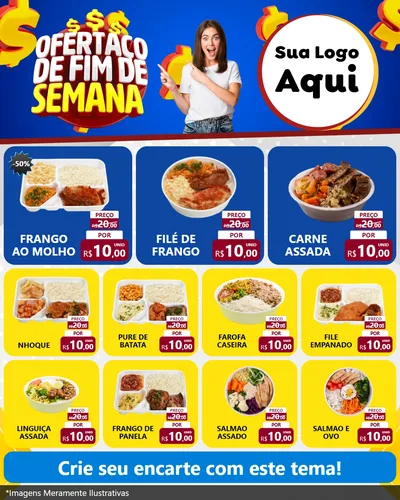 Modelo de Rede Social para Feed Instagram com o tema Ofertaço de Fim de Semana para Restaurante
