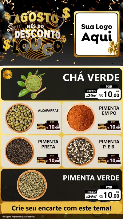 Modelo de TV para TV Vertical com o tema Agosto Mês do Desconto Louco para Produtos Naturais