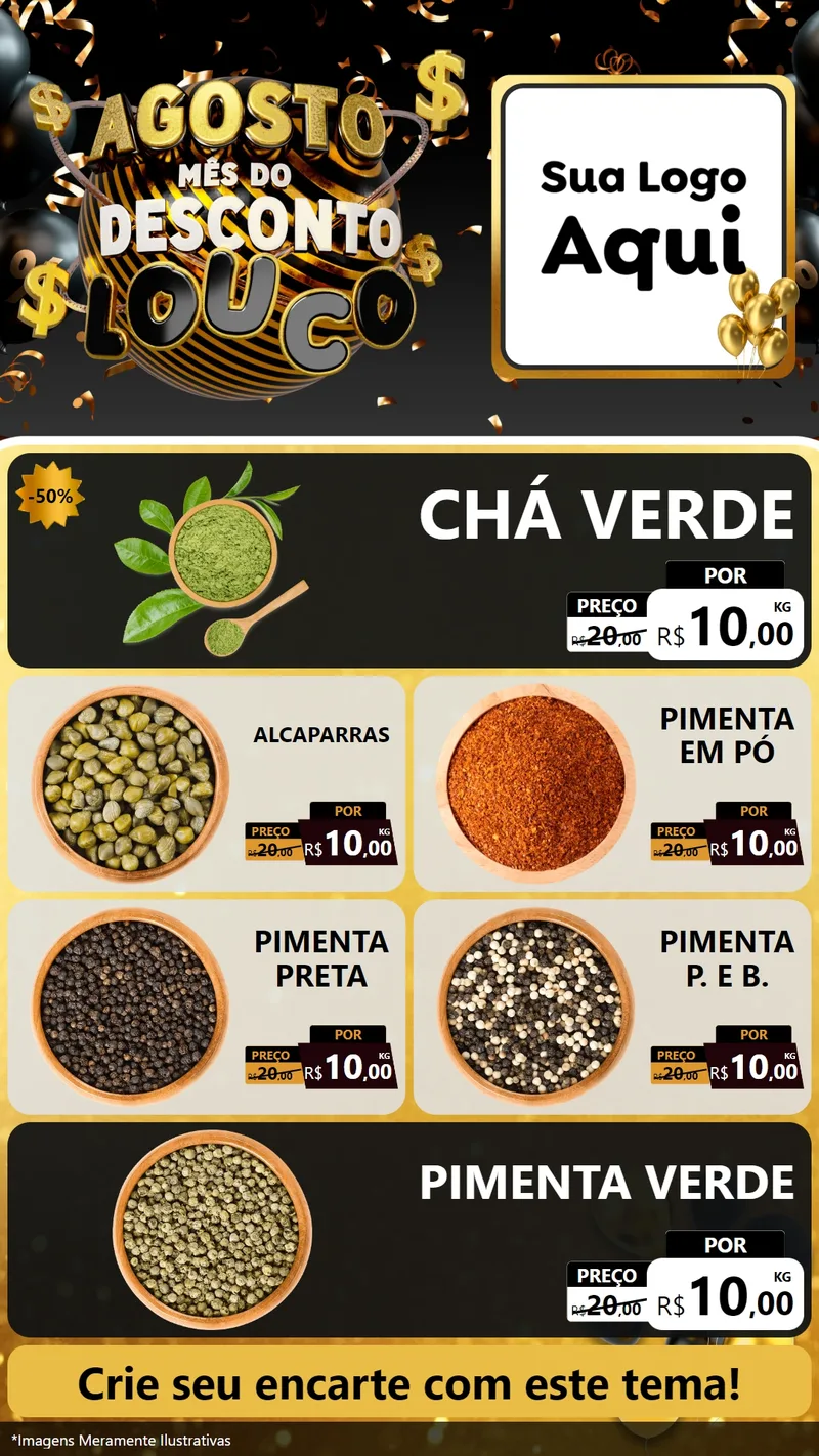 Modelo de TV para TV Vertical com o tema Agosto Mês do Desconto Louco para Produtos Naturais