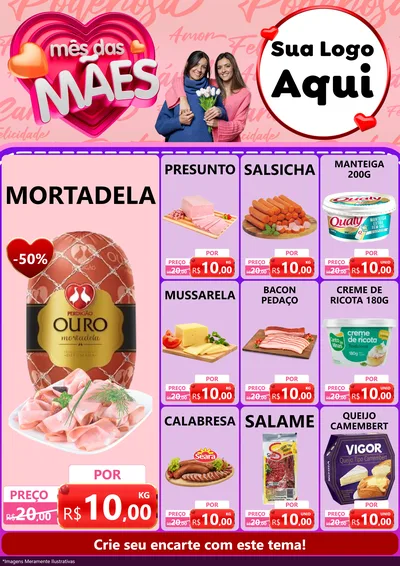 Modelo de Encarte para Encarte A4 Vertical com o tema Mês Das Mães para Frios e Laticínios