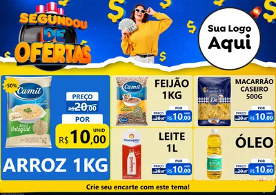 Modelo de Encarte para Encarte A4 Horizontal com o tema Segundou de Ofertas para Supermercado