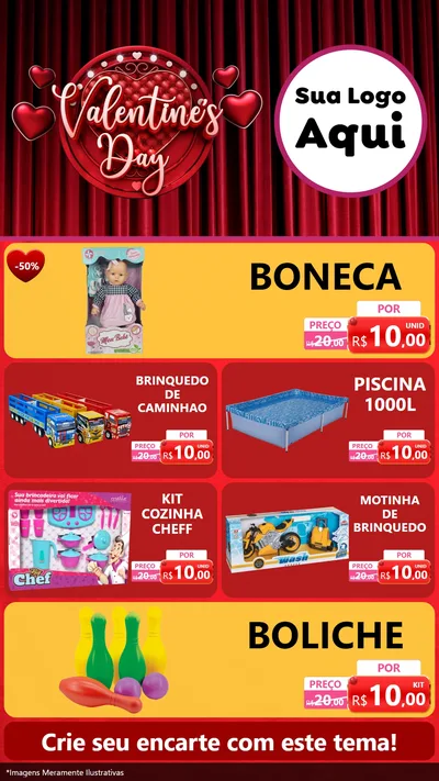 Modelo de TV para TV Vertical com o tema Valentine's Day para Brinquedos