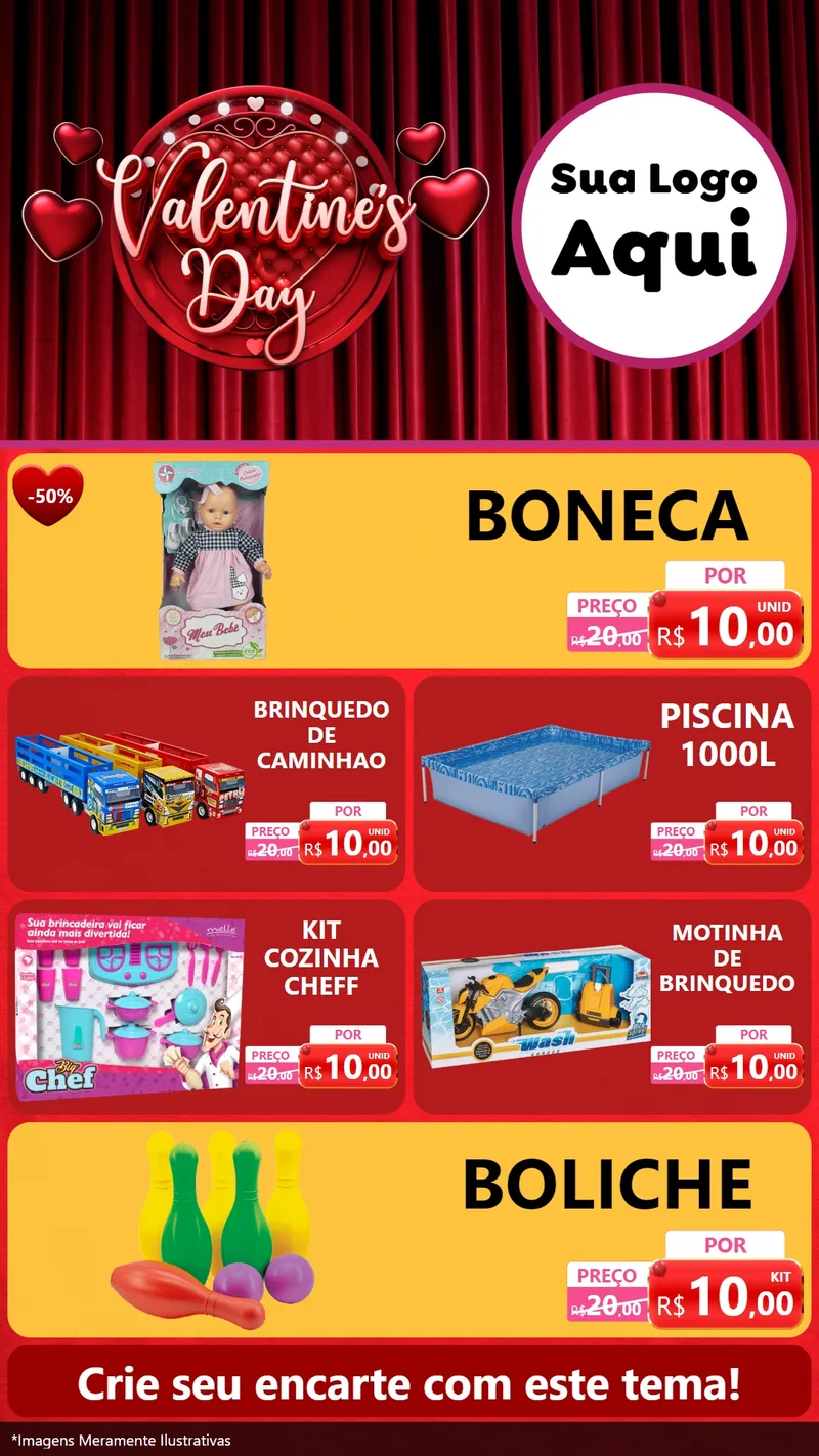 Modelo de TV para TV Vertical com o tema Valentine's Day para Brinquedos