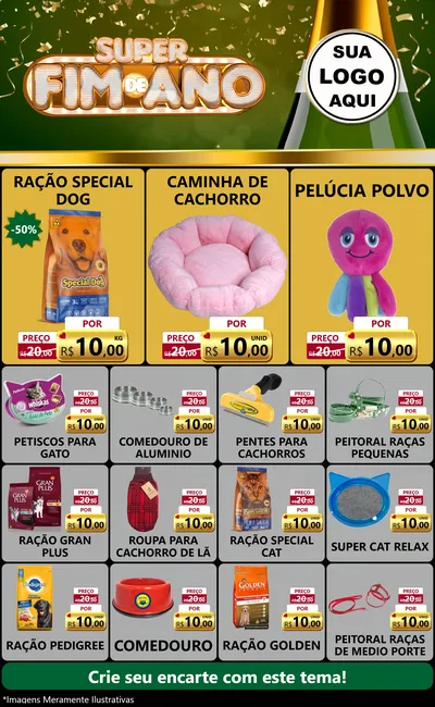 Modelo de Encarte para Encarte Grande com o tema Super Fim de Ano para Pet Shop