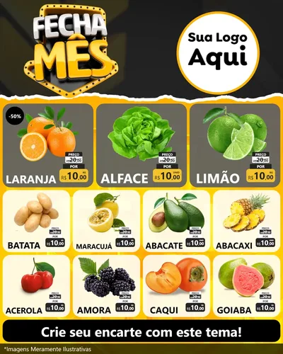 Modelo de Rede Social para Feed Instagram com o tema Fecha Mês para Hortifrúti