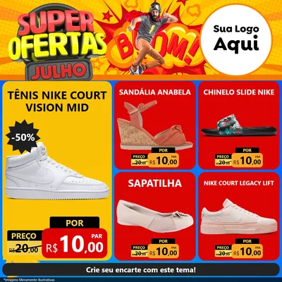 Modelo de Rede Social para Feed Facebook com o tema Super Ofertas Julho para Calçados