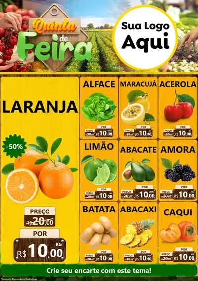 Modelo de Encarte para Encarte A4 Vertical com o tema Quinta de Feira para Hortifrúti