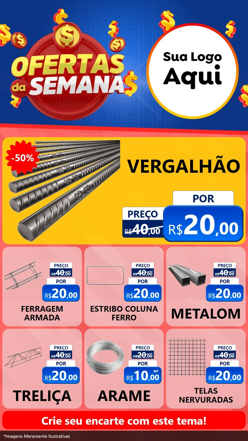 Modelo de Rede Social para Stories com o tema Ofertas Da Semana para Ferragens