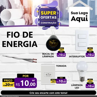 Modelo de Rede Social para Feed Facebook com o tema Super Ofertas - Construção para Materiais Elétricos