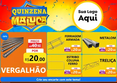 Modelo de Encarte para Encarte A4 Horizontal com o tema Quinzena Maluca para Ferragens