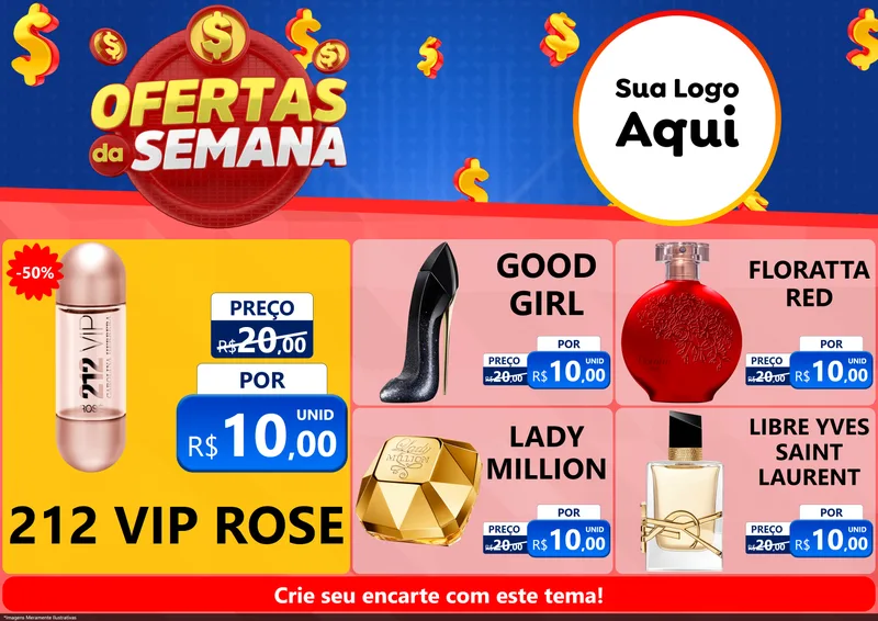 Modelo de Encarte para Encarte A4 Horizontal com o tema Ofertas Da Semana para Perfumes