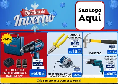 Modelo de Encarte para Encarte A4 Horizontal com o tema Ofertas de Inverno para Maquinas e Ferramentas