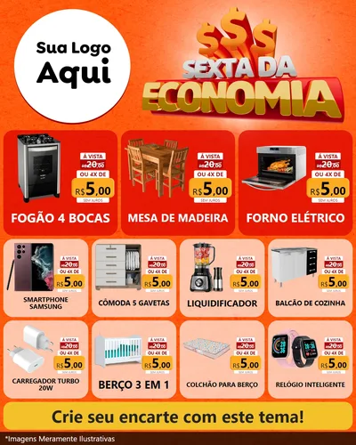 Modelo de Rede Social para Feed Instagram com o tema Sexta da Economia para Móveis e Eletro