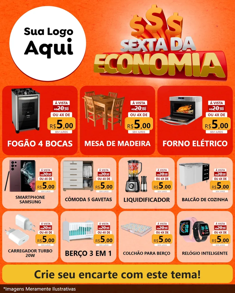 Modelo de Rede Social para Feed Instagram com o tema Sexta da Economia para Móveis e Eletro
