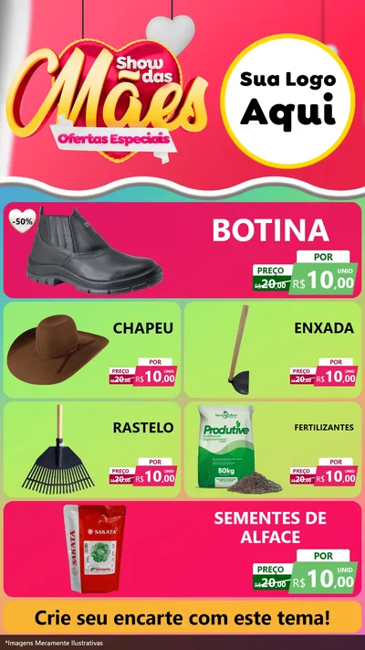 Modelo de TV para TV Vertical com o tema Show das Mães - Ofertas Especiais para Agropecuária