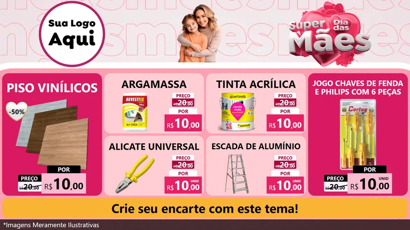 Modelo de TV para TV Horizontal com o tema Super Dia Das Mães para Material para Construção