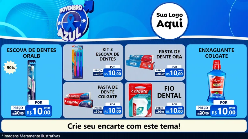 Modelo de TV para TV Horizontal com o tema Novembro Azul para Higiene Pessoal