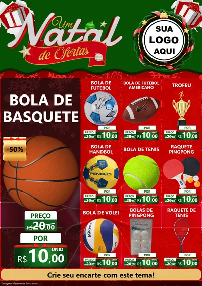 Modelo de Encarte para Encarte A4 Vertical com o tema Um Natal de Ofertas para Artigos Esportivos
