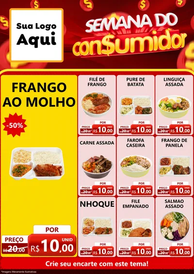 Modelo de Encarte para Encarte A4 Vertical com o tema Semana do Consumidor para Restaurante