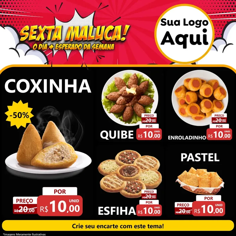 Modelo de Rede Social para Feed Facebook com o tema Sexta Maluca! para Salgadaria