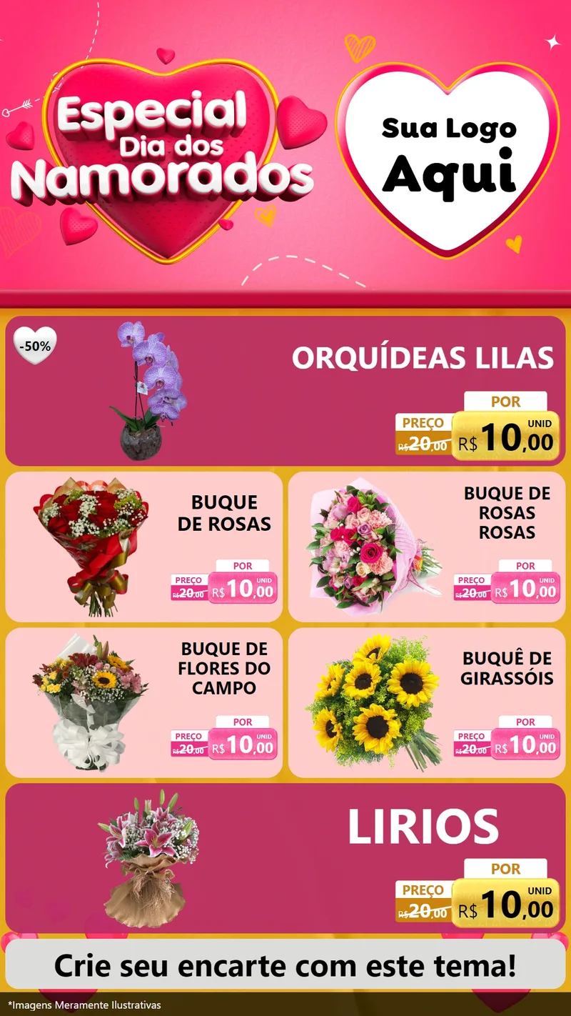 Modelo de TV para TV Vertical com o tema Especial Dia dos Namorados para Floricultura e jardim