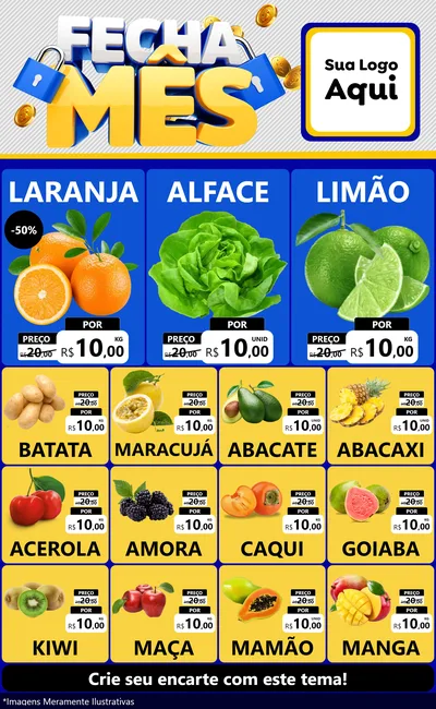 Modelo de Encarte para Encarte Grande com o tema Fecha Mês para Hortifrúti