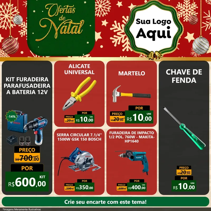 Modelo de Rede Social para Feed Facebook com o tema Natal de Ofertas para Maquinas e Ferramentas