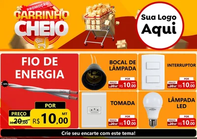 Modelo de Encarte para Encarte A4 Horizontal com o tema Promoção carrinho cheio para Materiais Elétricos