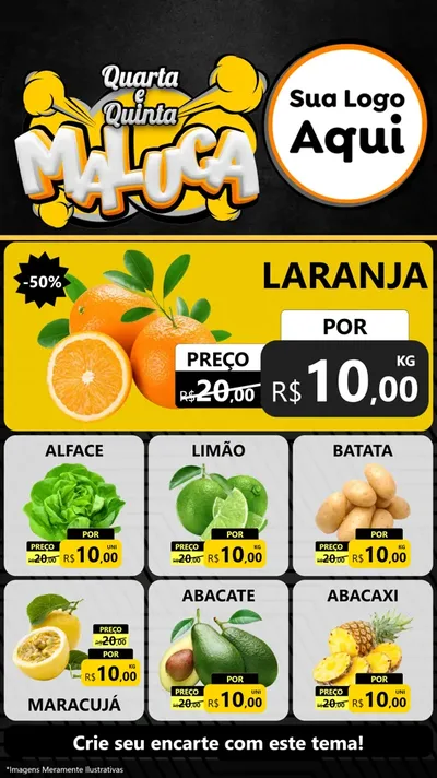 Modelo de Rede Social para Stories com o tema Quarta e Quinta Maluca para Hortifrúti