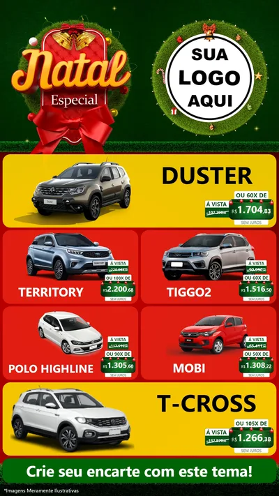 Modelo de TV para TV Vertical com o tema Natal Especial para Concessionaria de Carros