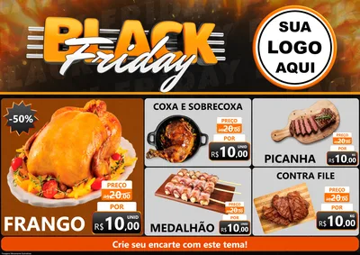 Modelo de Encarte para Encarte A4 Horizontal com o tema Black Friday para Assados